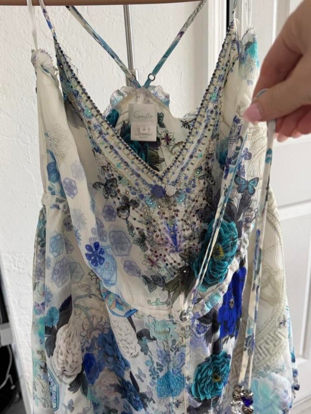Camilla Embellished Floral Silk Romper – Size M – NWOT